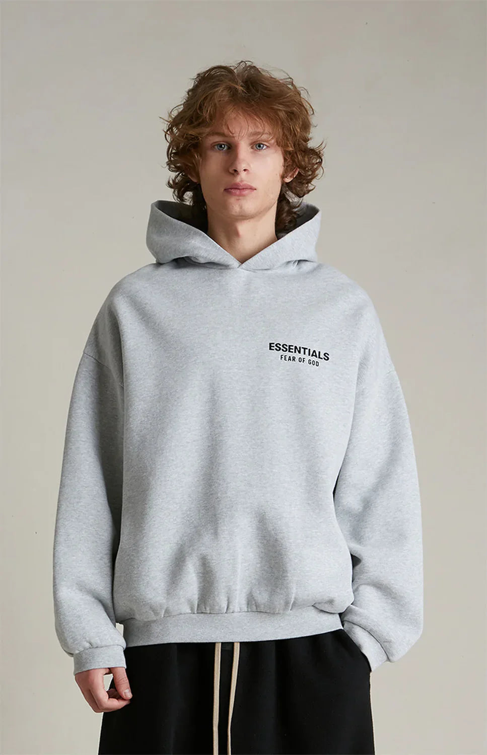 Sweat à capuche en molleton gris clair chiné Fear Of God Essentials