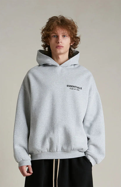 Sweat à capuche en molleton gris clair chiné Fear Of God Essentials