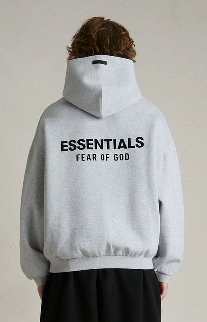 Sweat à capuche en molleton gris clair chiné Fear Of God Essentials