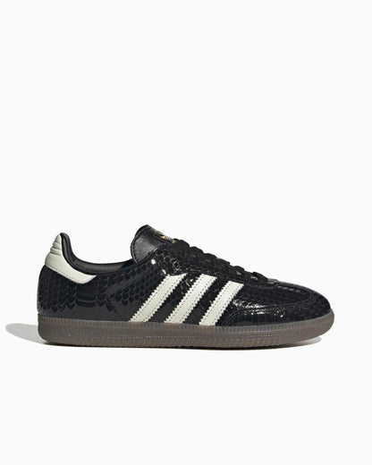 adidas Samba en cuir verni à motif peau de serpent Noir / Blanc cassé (Femme)