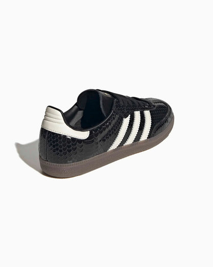 adidas Samba en cuir verni à motif peau de serpent Noir / Blanc cassé (Femme)