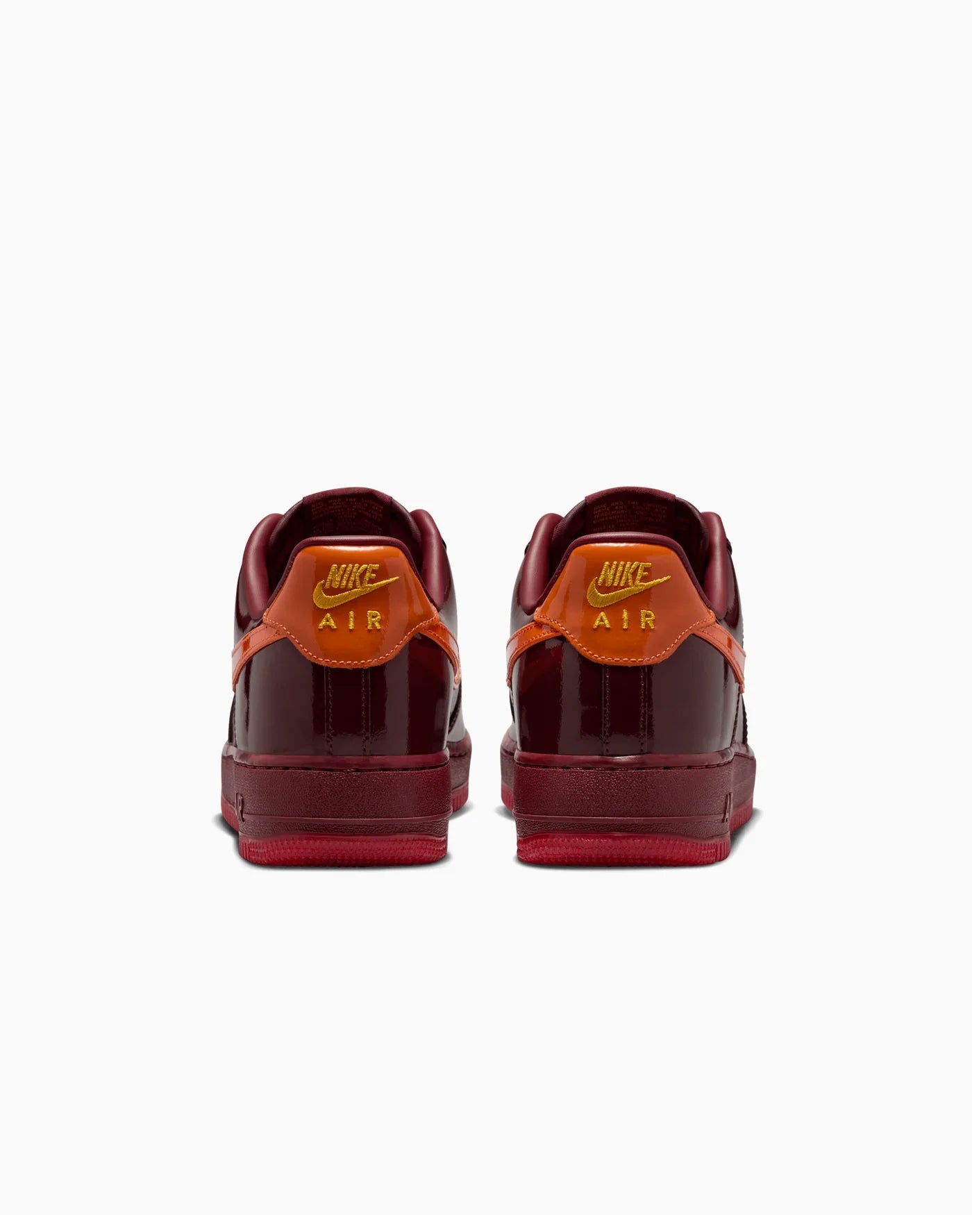 Nike Air Force 1 Low en cuir verni Rouge Team foncé et Orange de sécurité