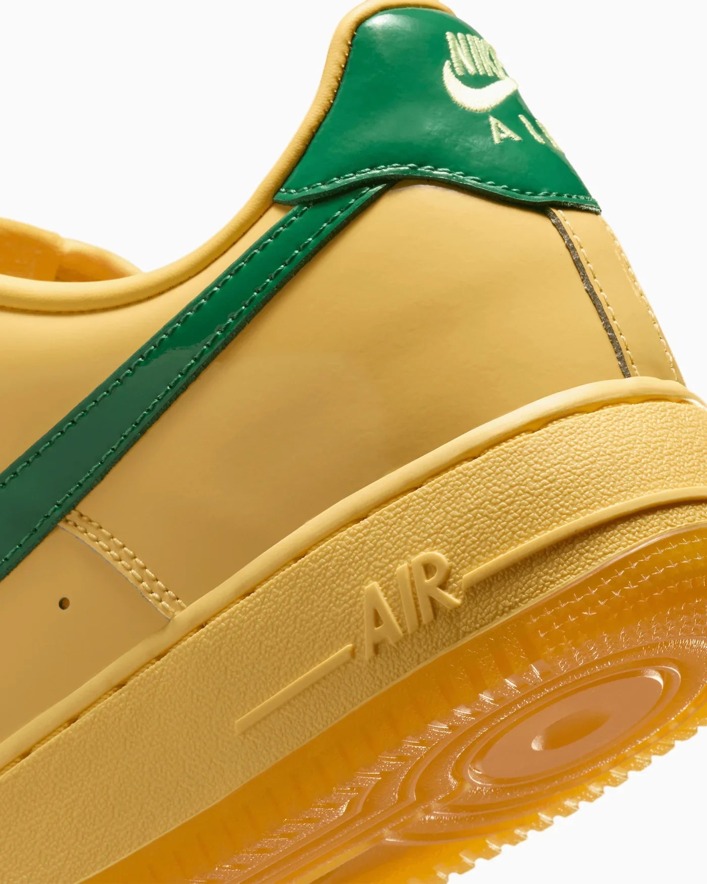 Nike Air Force 1 Low en cuir verni Topaze doré et vert sapin
