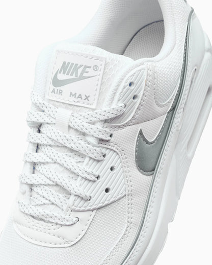 Nike Air Max 90 Premium Blanc et Argent Métallique Réfléchissant